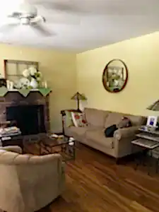 living area with fireplace and seating