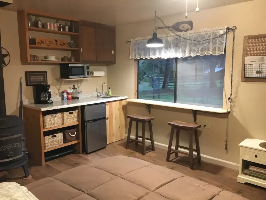 kitchenette area with bar seating