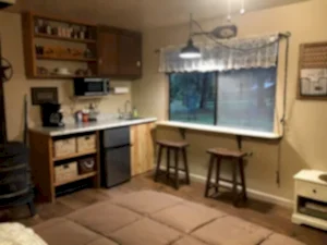 kitchenette area with bar seating