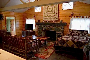 overview of room with fireplace