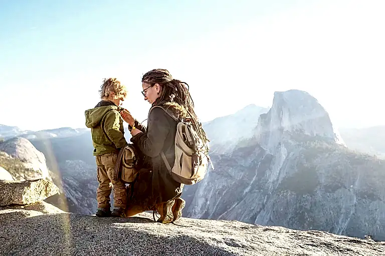 Mother child weather scenic