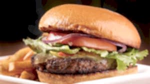 Delicious hamburger and fries.