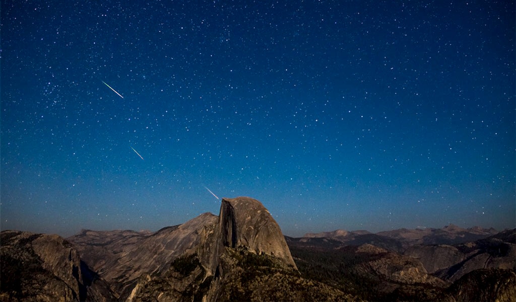 Shooting stars over Half Dome