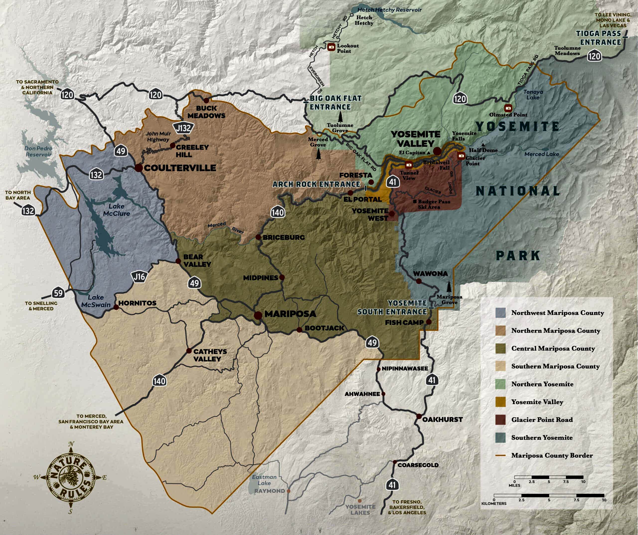 Map of Yosemite Mariposa County regions